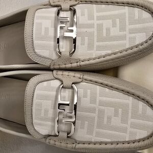 Fendi Cream and Silver Loafers
